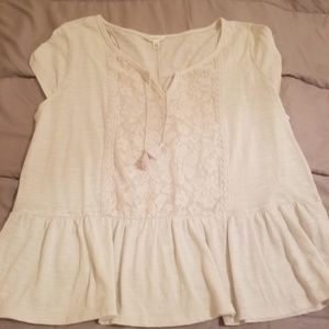 Short Sleeve Cream Blouse